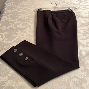 Kate spade slim cut crop jewel button pants in crepe fabric side zip